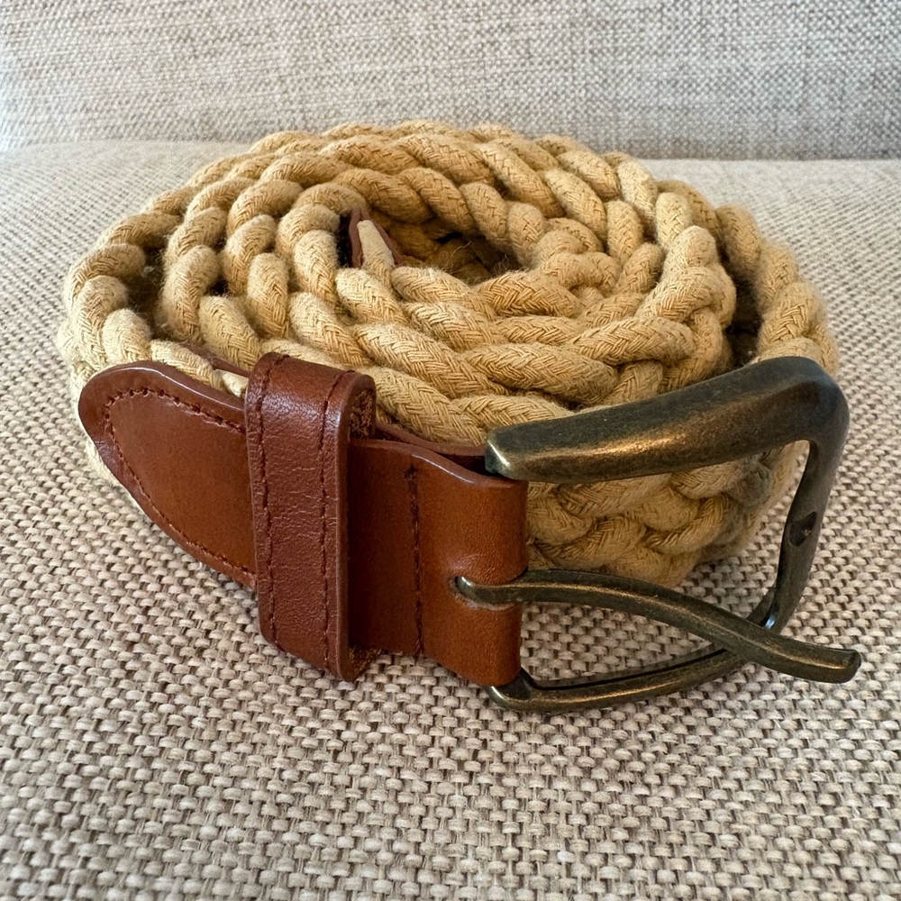 Pusser’s British West Indies Braided Rope Belt - Leather Trim M